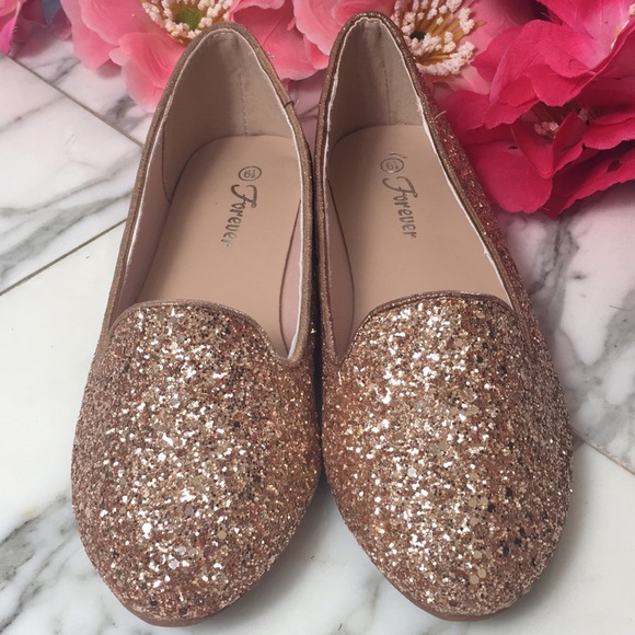 Shoes - Flats HIGH SHINE ROSE GOLD GLITTER NWT Size 6.5
